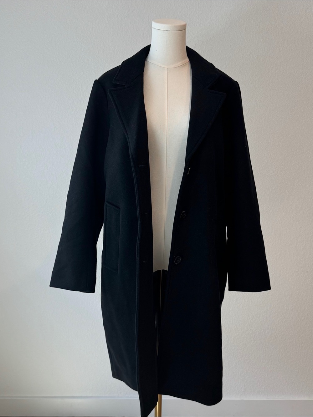 Abercrombie & Fitch Black Long Sleeve Wool “Dad Coat”